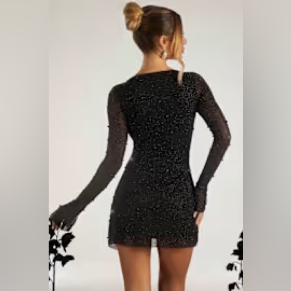 Oh Polly Black Embellished Dress - Picture 2 of 9